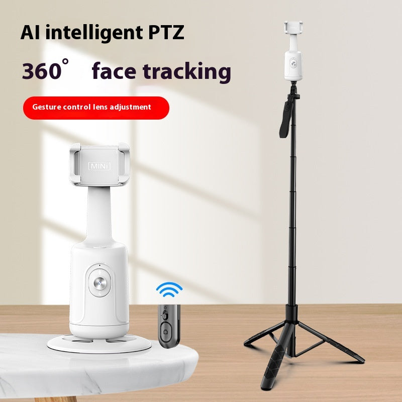 AI face tracking phone gimbal on extendable tripod, white
