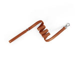 Brown leather pet collar with AirTag holder and metal clasp, D-ring and strap cover