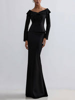 Elegant Luxe Black Double-Breasted Jacket & Long Skirt Suit for a Bold Statement