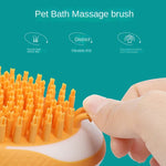 Pet bath massage brush with orange silicone massage surface and short orange bristles
