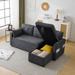 Sofá cama convertible 3 en 1 con chaise longue de almacenamiento interno, sofás cama en forma de L con portavasos, almohadas y bolsillo de almacenamiento. Sofá cama extraíble seccional para sala de estar, dormitorio u oficina, gris