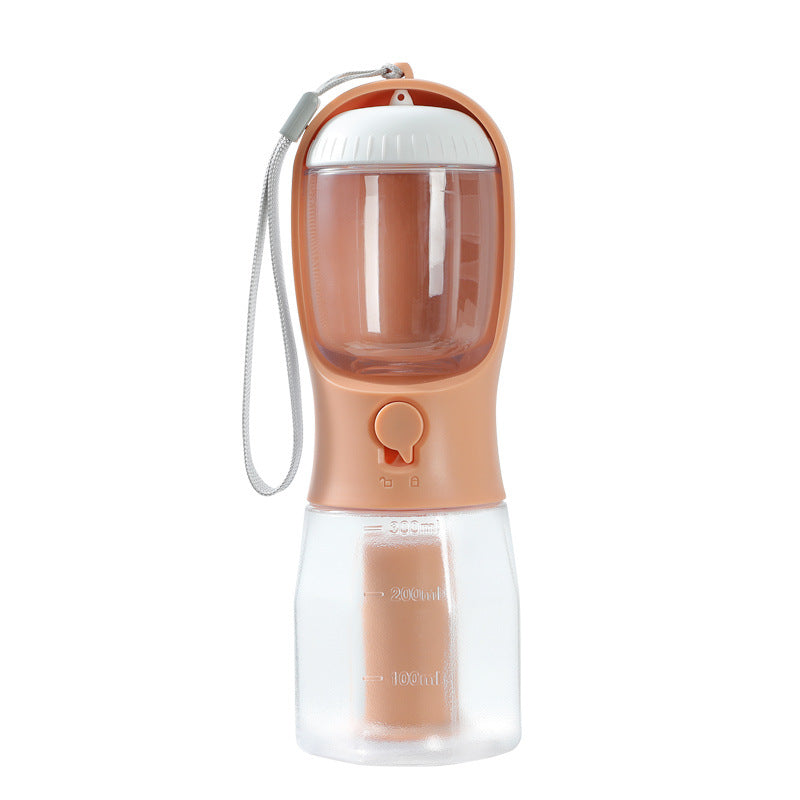 3-in-1 portable pet cup, orange with clear lid and water bottle base