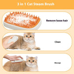 Top view of pet steam grooming brush with orange bristle pad on white base