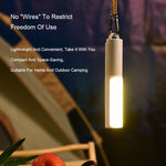 Hanging rechargeable LED night light with bright glowing panel and gray casing