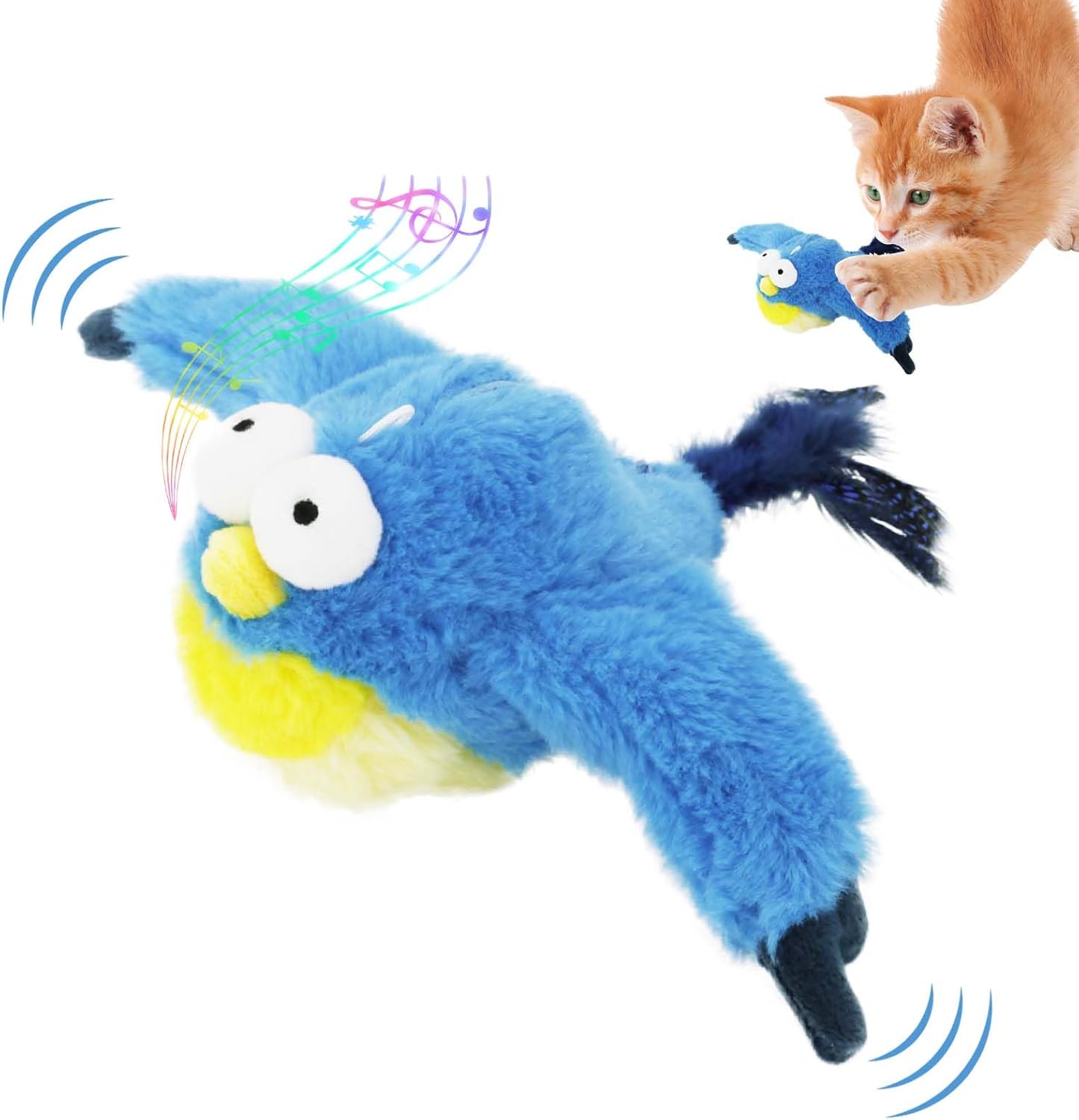 Interactive Chirping Bird Cat Toy – Rechargeable Flapping Feather Toy