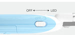 Blue pet LED nail grinder with ON/OFF slider switch and LED indicator lens