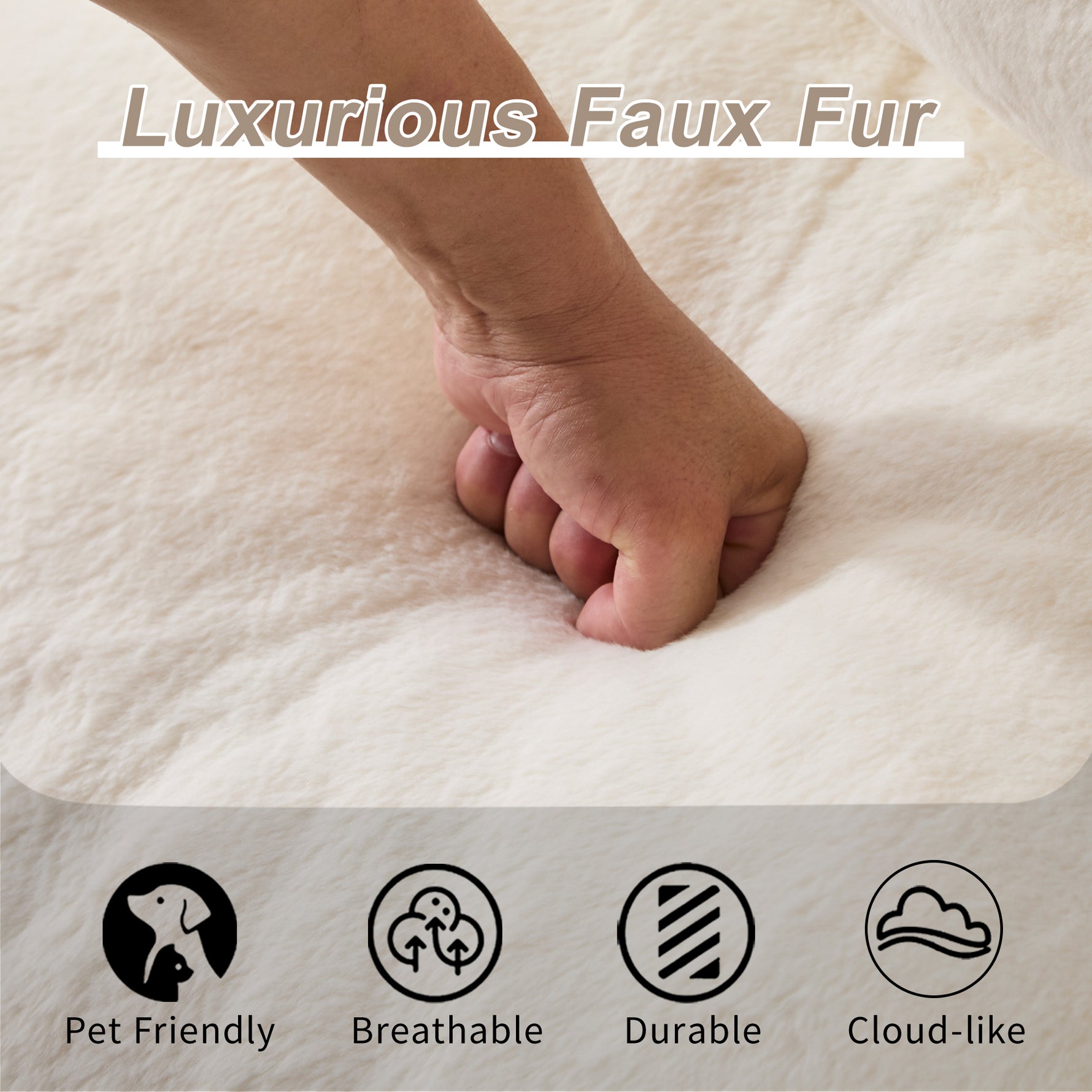 White plush bean bag sofa cushion with hand pressing for softness