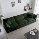 Free Combination Comfy Upholstery Modular Oversized L Shaped Sectional Sofa With Reversible Ottoman, Green Chenille