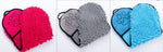 Microfiber pet drying towel hearts in pink, gray, and blue with paw print