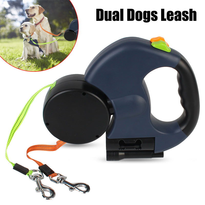 PawPal Retractable Dog Leash for Small Dogs - Reflective, 360° Swivel, Dual Lead with Lights