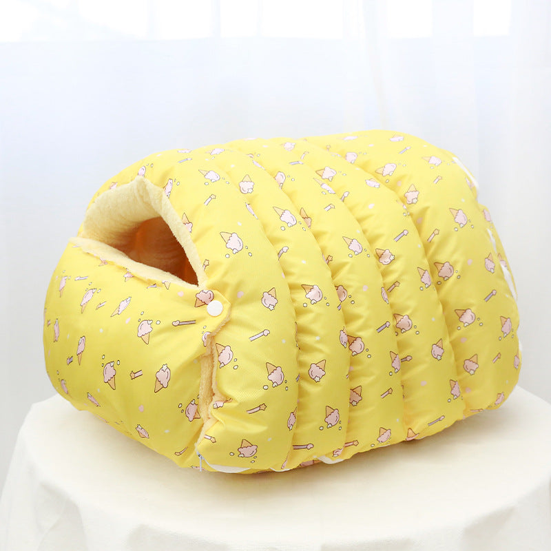 CozyPaws Enclosed Cat Nest - Four Seasons Removable & Washable Sleeping Bag with Extra Space