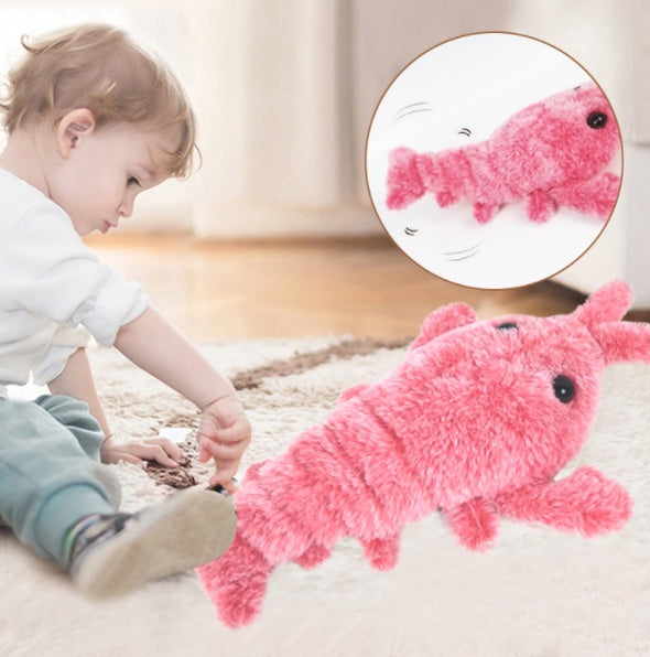 Electric Jumping Shrimp Cat Toy – USB Rechargeable Plush Lobster