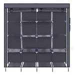 67 Inch Clothes Closet Portable Wardrobe Clothes Storage Rack 12 Shelves 4 Side Pockets Gray