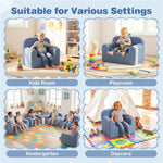 No-Assembly Kids Sofa, Soft Teddy Fleece Foam Couch With Carry Handle & Removable Washable Cover (Blue)
