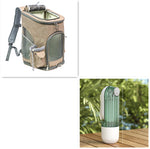 One-button portable dog water cup bottle with green top and white base