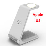 White 3-in-1 wireless charging stand with illuminated top, phone holder base pad