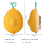 Lemon-yellow 2-in-1 pet brush and comb, egg-shaped with loop handle