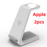 White 3-in-1 wireless charging stand with LED glow, phone holder cradle