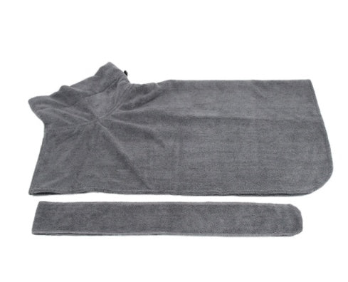 Gray microfiber pet drying wrap set, two folded pieces