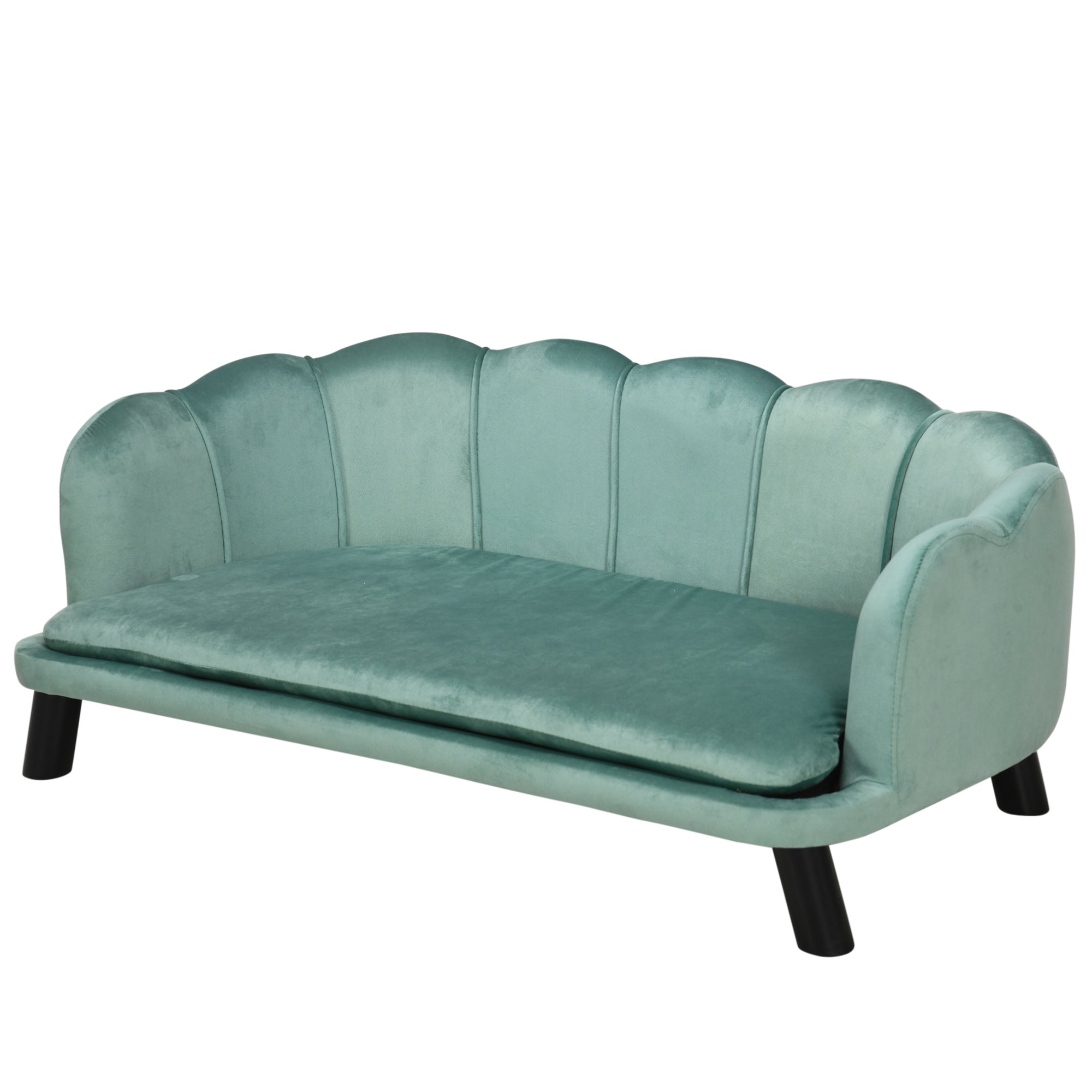 Sofá para Perros PawHut, Cama para Perros Medianos y Grandes con Patas, Cojín - Verde