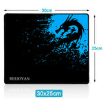 Black and blue mouse pad, 30x25cm, dragon splash design, non-slip edge