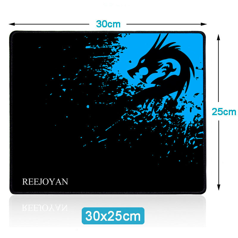 Black and blue mouse pad, 30x25cm, dragon splash design, non-slip edge