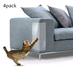 Gray anti-scratch sofa protector pad for cat claws, clear PVC panel on seat arm