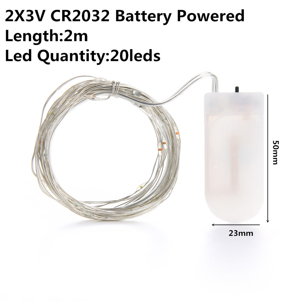 Luces de Navidad LED para Exteriores, a Pilas o por USB, Guirnalda de Hadas de Alambre de Cobre de 2m, 5m o 10m para Decoración de Fiestas y Bodas