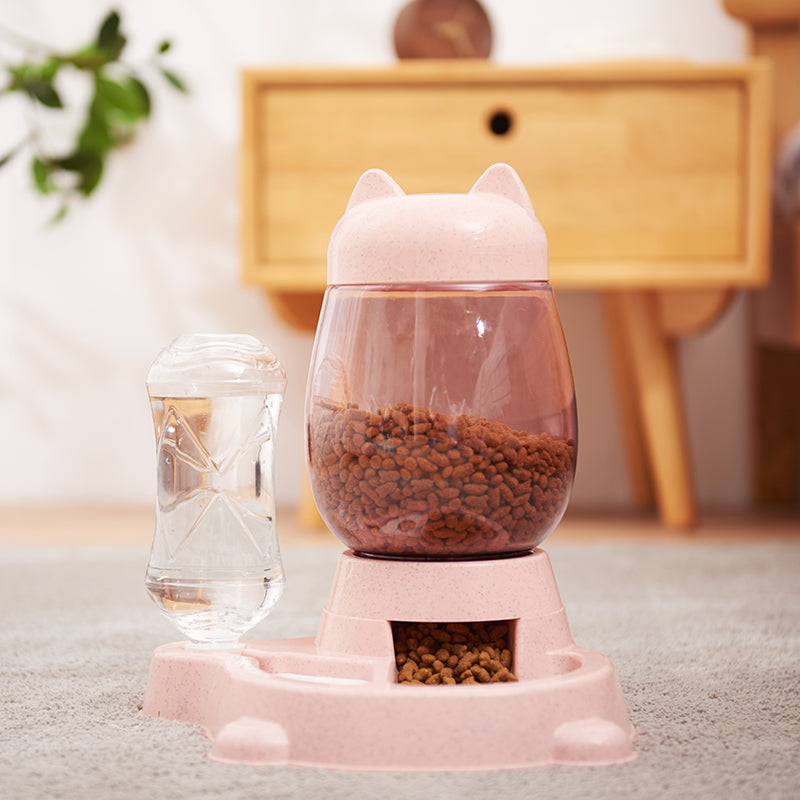 Fuente de agua para mascotas con alimentador automático