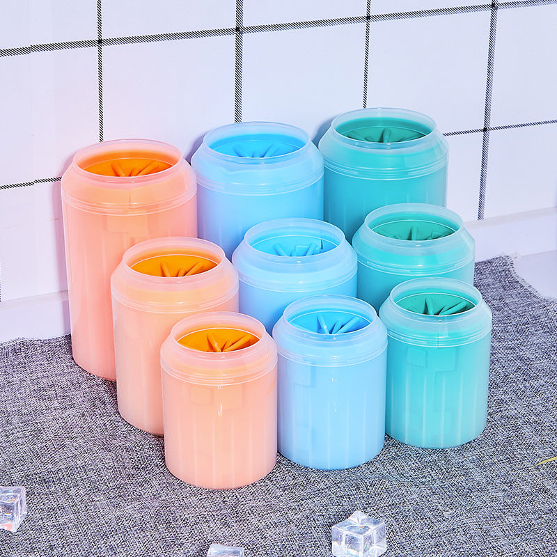 Kit de limpieza de patas de mascotas Taza Cepillo suave Lata