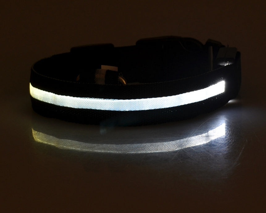 GlowPaws Nylon LED Dog Collar - Adjustable Luminous Leash for Night Safety & Visibility