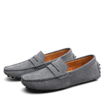 Men's suede round-toe loafers with anti-slip sole, gray