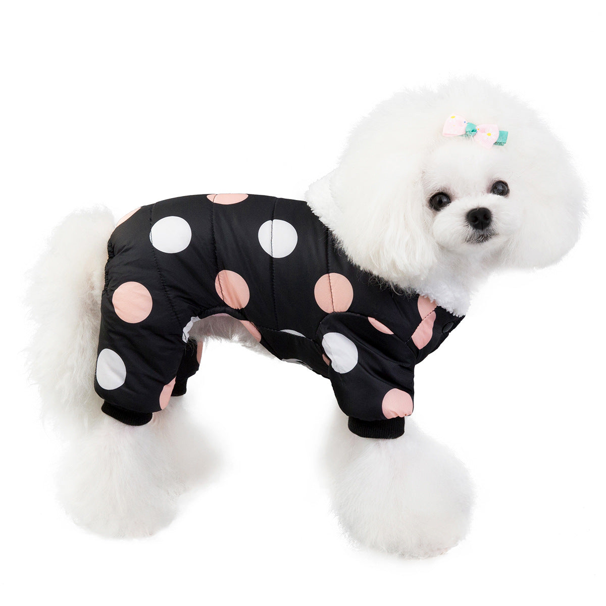 Polka Dot Four-Leg Cotton Dog Winter Coat – Warm Pet
