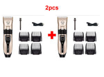Pet clipper kit showing 2 included sets with clippers and multiple comb guards.