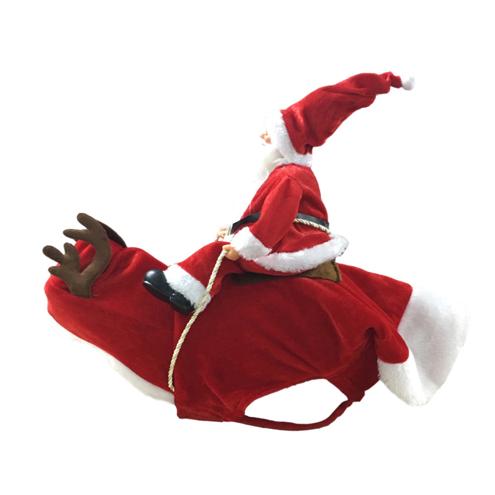 Santa Claus Riding Deer Dog Christmas Costume