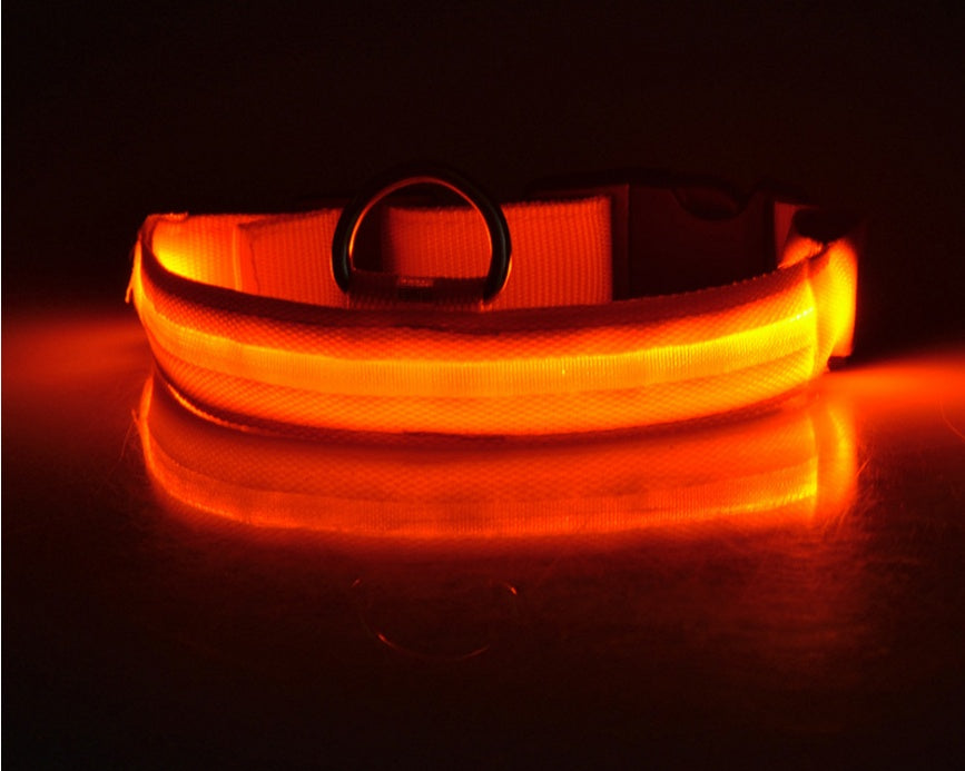GlowPaws Nylon LED Dog Collar - Adjustable Luminous Leash for Night Safety & Visibility