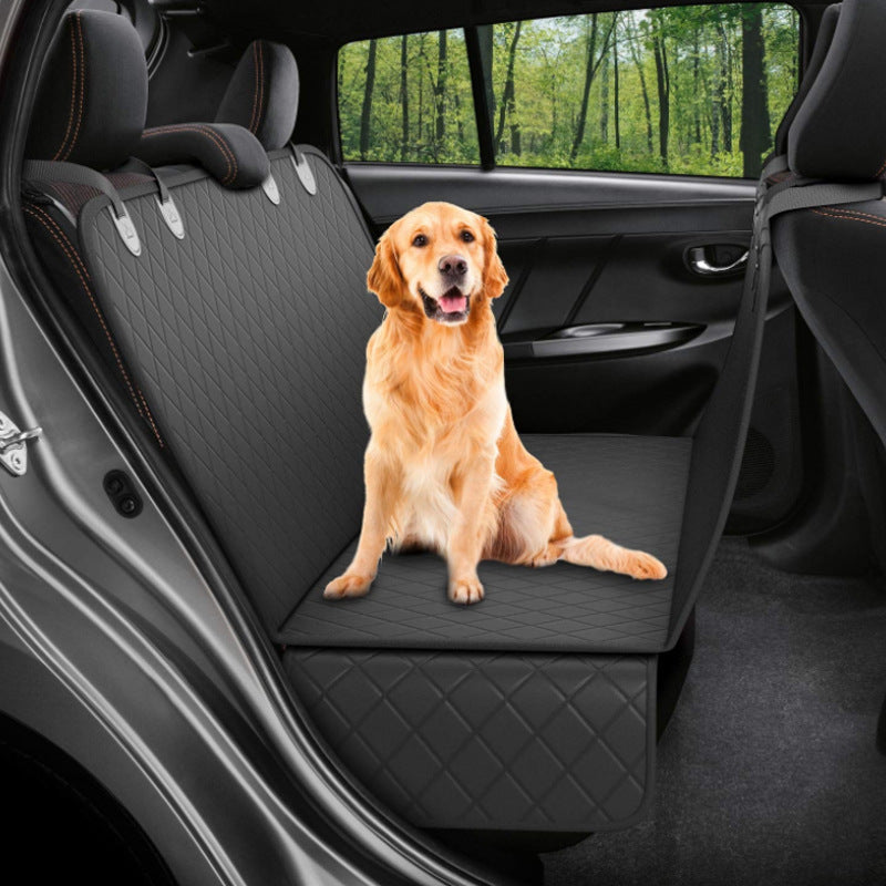 Black rear seat hammock cover with diamond-quilted padding and protective side panels