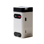 White and black laser projector device with red light window
