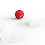 Red interactive cat rolling ball toy with glowing power button