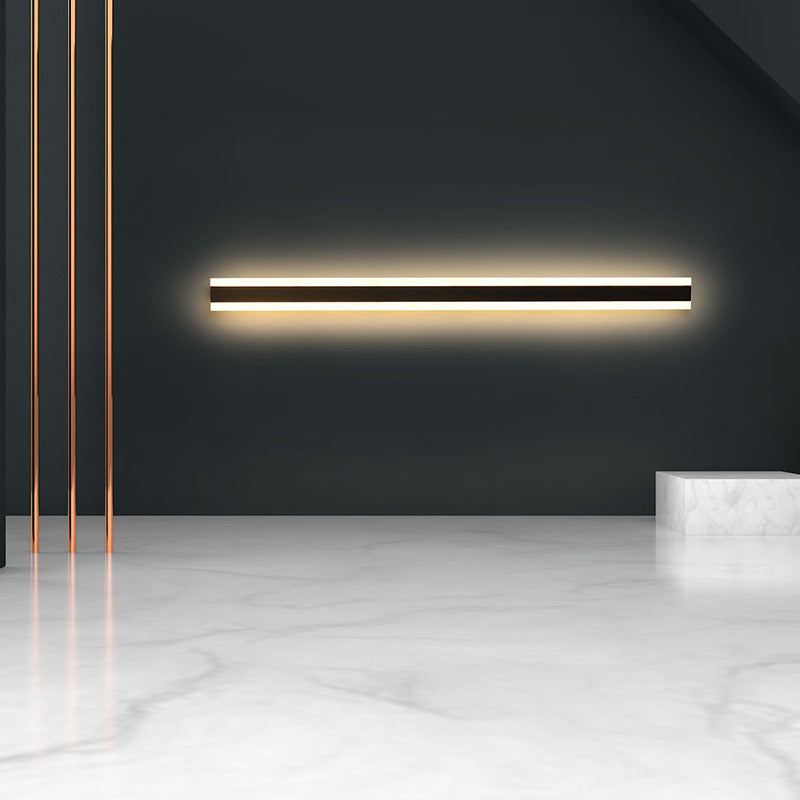Minimalist LED wall lamp, horizontal acrylic light bar with soft warm illumination