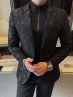 Men's Slim Fit Floral Print Blazer – Casual Polyester, Regular Length