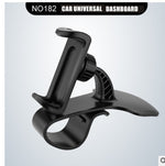 Universal car phone holder, dashboard mount with adjustable arm, dark black