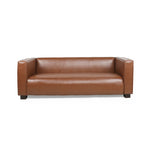 Light Brown Leather Sofa - Modern 3-Seater Living Room Couch With Plush Comfort, 80.25 Wide - Elegant Home Furniture