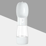 2-in-1 dog water and food travel bottle, gray translucent base, flip-top lid