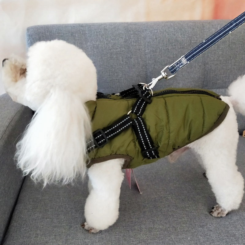 Pawsitive Vibes Waterproof Winter Dog Coat with Harness - Warm & Stylish Jacket for Big Dogs, Chihuahuas & Labradors