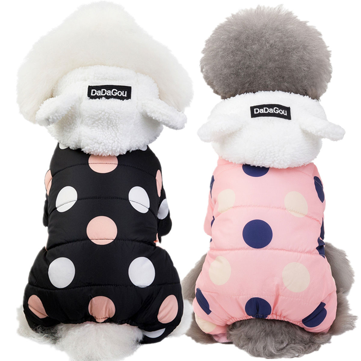 Polka Dot Four-Leg Cotton Dog Winter Coat – Warm Pet