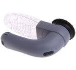 Portable pet hair vacuum cleaner with curved handle and black silicone bristle nozzle