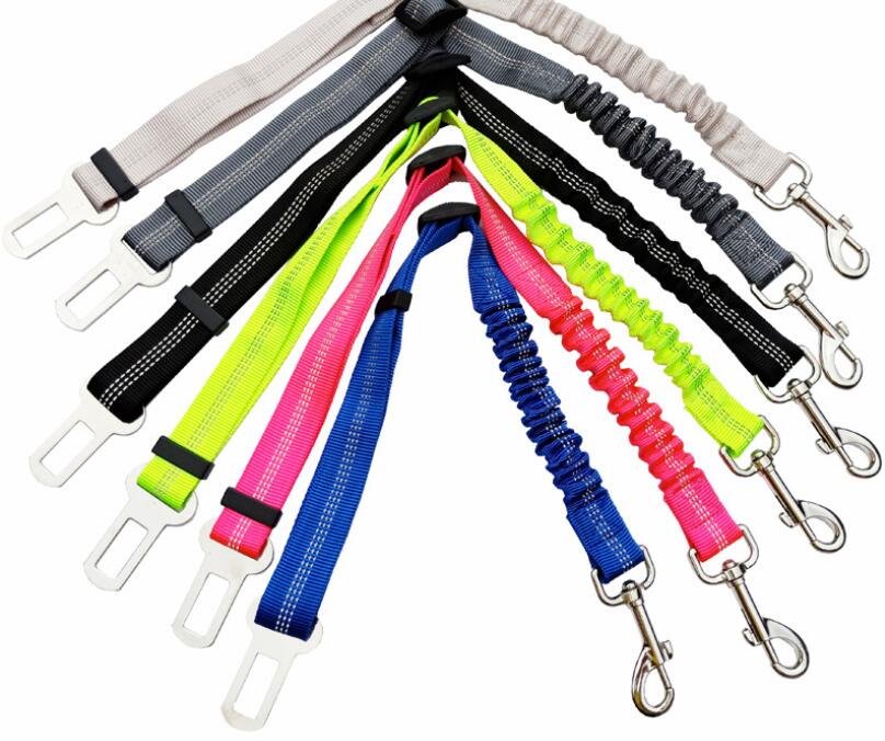 Adjustable Reflective Dog Seat Belt – Elastic Safety Harness for Car Travel
