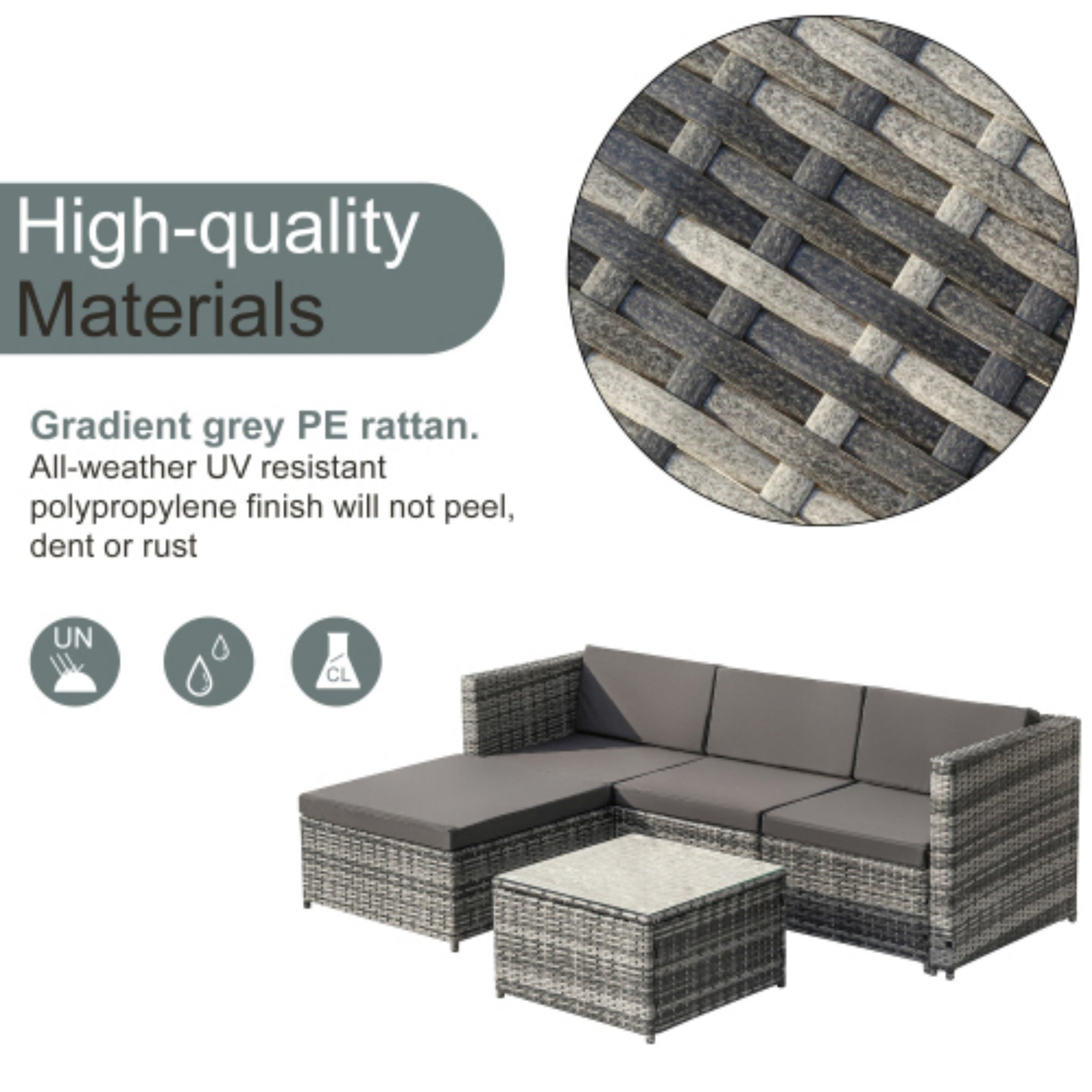 Garden Corner Sofa Rattan Garden Furniture Patio Set Garden Entertaining Set Garden Rattan Furniture Lounge Set,Grey