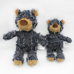 Bear-shaped dog plush toy, navy blue with tan muzzle and paws